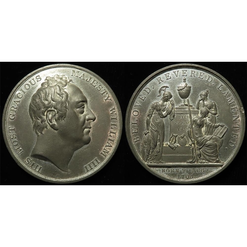 895 - British Commemorative Medal, white metal d.54mm: Death of William IV 1837, unsigned, BHM 1726, nEF