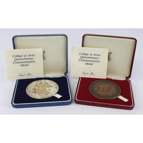 901 - British Commemorative Medals (2): College of Arms Quincentenary 1984, Royal Mint large silver and br... 