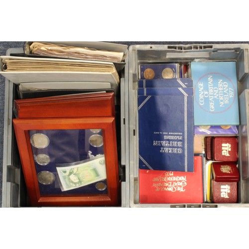 834 - Large assortment of mainly GB in two stacker boxes. Includes Sandhill sets, Whitman folders, boxed s... 