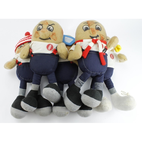 125 - Weetabix interest. Five plush toys depicting the Weetabix skinhead gang, these characters where used... 