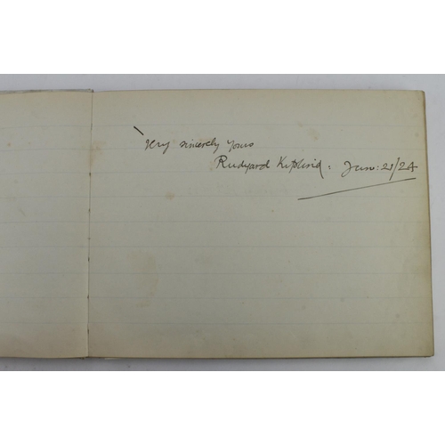 130 - Album. An interesting visitors album, circa 1910s - 1920s, signatures include Rudyard Kipling, J. M.... 