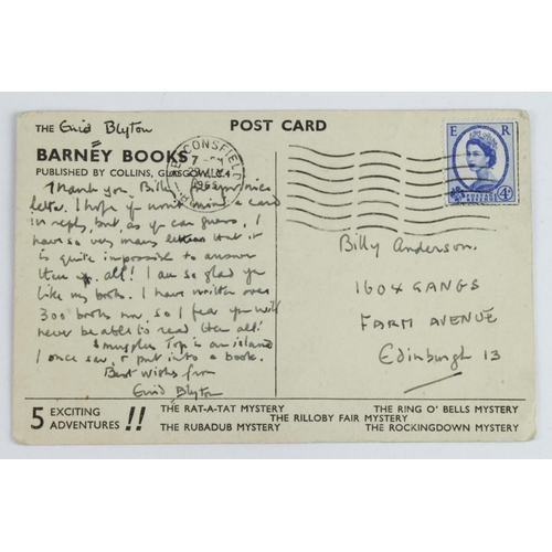 138 - Blyton (Enid, 1897-1968). An original pictorial postcard, with manuscript correspondence signed by E... 