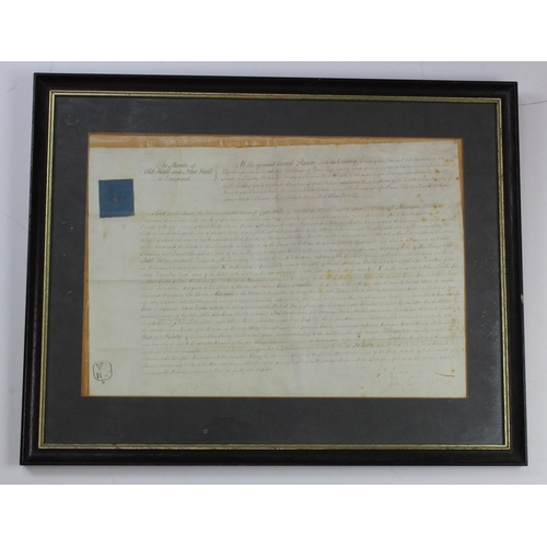 162 - Framed Land Sale document of a cottage in the Manor of Old Hall and New Hall in Beaumont dated 1829