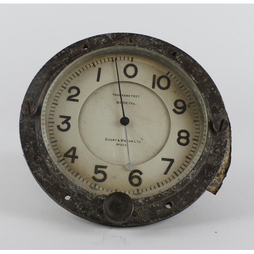 299 - Short & Mason Ltd Mark IVA Thousand Feet Altimeter (no. 922A), circa WWI, Roman numerals, diameter 1... 