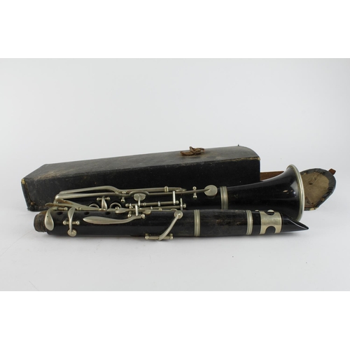 301 - Clarinet stamped VKS, contained in a leather case