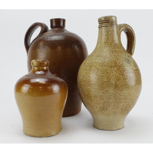 312 - Bellarmine bottle (circa 1650) a Stiff of Lambeth stoneware bottle (no.7) along with an 1850's salt ... 