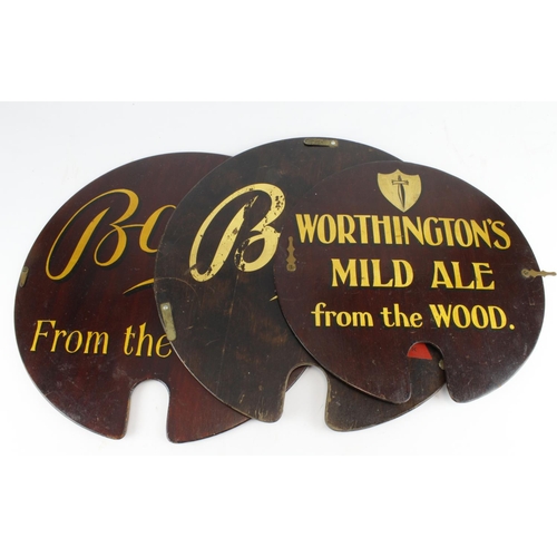 317 - Breweriana. Three wooden brewery related boards / signs to sit above keg taps, comprising Worthingto... 