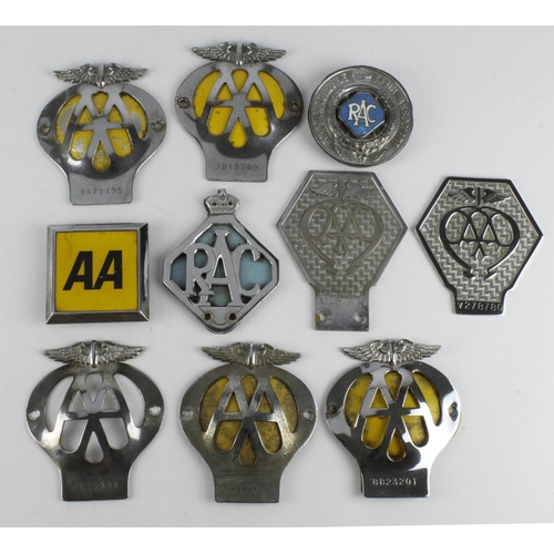 318 - Car Badges. A group of various AA and RAC car badges