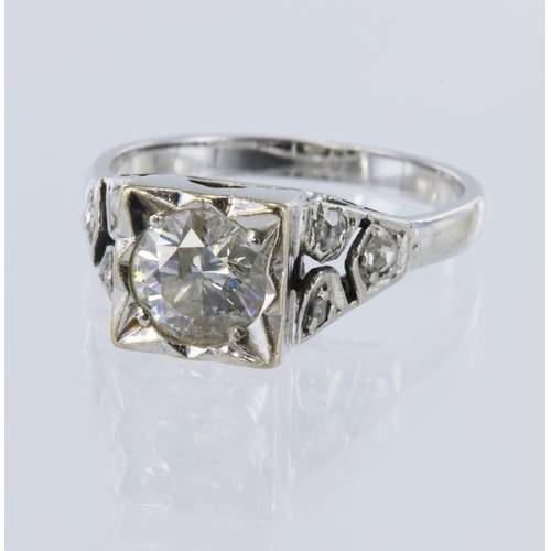 1 - Diamond solitaire consisting of one round brilliant cut diamond weight approx 0.80ct, estimated colo... 