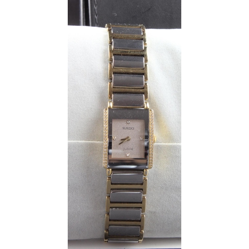 320 - Ladies Rado Jubile diastar quartz wristwatch with four diamonds at 12, 3, 6 & 9 o'clock along with d... 