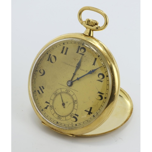 365 - Yellow gold (tests 18ct) opened face chronometre pocket watch, champagne dial with Arabic numerals a... 