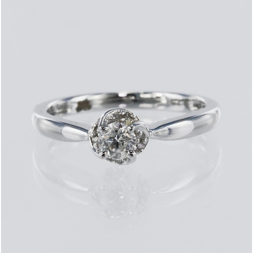 4 - 18ct white gold diamond cluster ring, principle round brilliant cut diamond weight approx 0.20ct, es... 