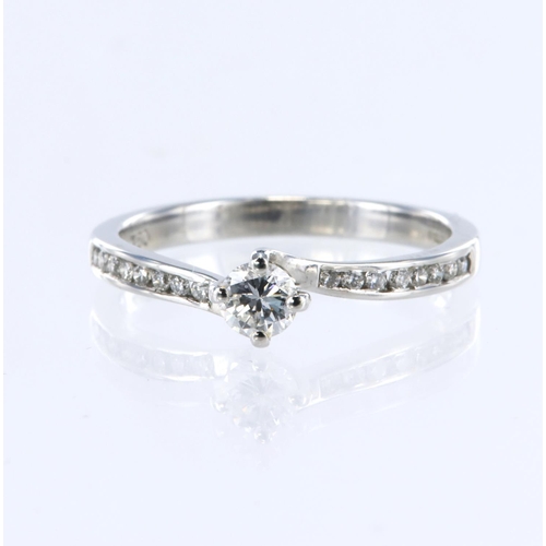 49 - 18ct white gold solitaire ring, set with one round brilliant cut diamond weight approx 0.22ct, estim... 
