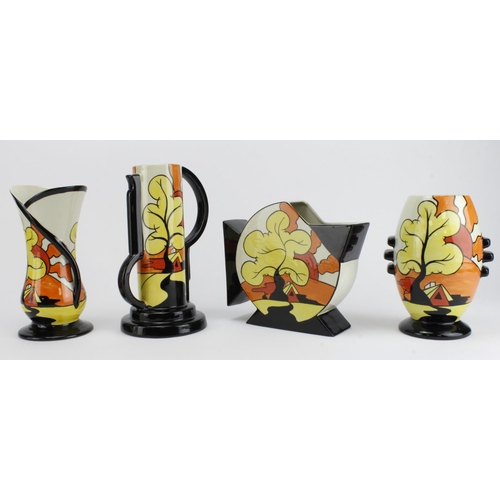 610 - Lorna Bailey. Four Lorna Bailey 'Oaklands' pattern pieces, comprising three jugs & a vase, tallest 2... 