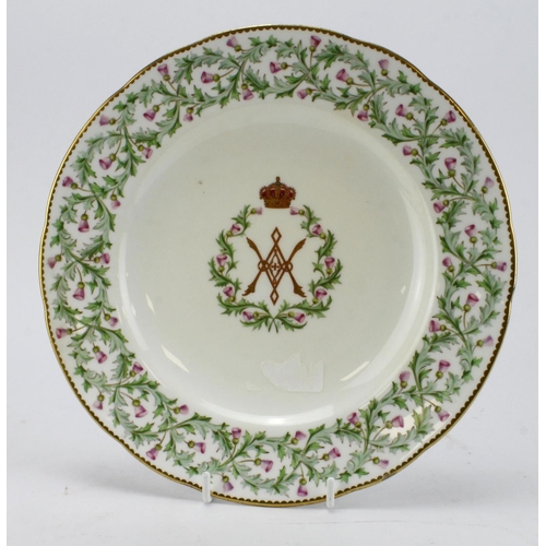 626 - Mintons Porcelain Plate from the Balmoral Castle Service. Centre monogram for Victoria and Albert in... 