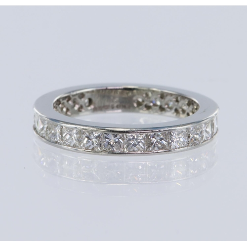 72 - Platinum diamond eternity ring, set with twenty-four princess cut diamonds total weight approx 1.20c... 