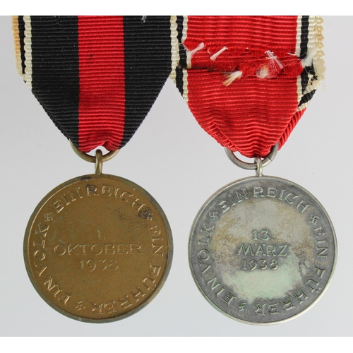 164 - German Nazi Medals for 13 Marz 1938, and 1 Oktober 1938, (2)