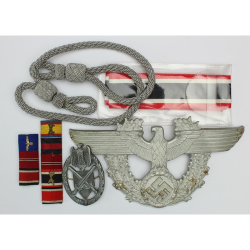 166 - German Nazi mixed selection inc officers silver bullion cap cords, miniature ribbon bars (x2), Army ... 