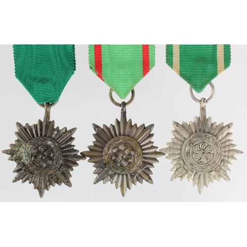 172 - German Nazi Ostvolk Medals for Bravery on the Eastern Front 2nd Class, gold, silver and bronze.. (3)