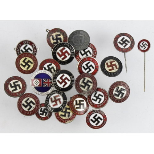 174 - German Nazi Party lapel / pin badges and 2x stick pins. (approx 23)