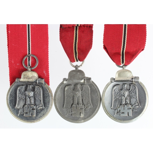 209 - German Nazi Russian Front Medals, one maker marked '51'. (x3)