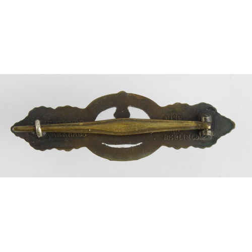 223 - German Nazi Submarine Front Clasp, bronzed, marked 'Entwurf Peekhaus Ausf Schwerin Berlin 68'.