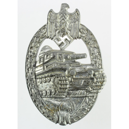 224 - German Nazi Tank Assault Badge maker marked 'AS'.