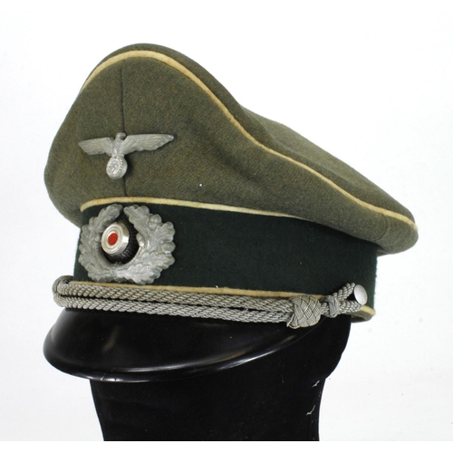 66 - German Infantry Officers cap - Crusher style. Maker marked Frishluft.