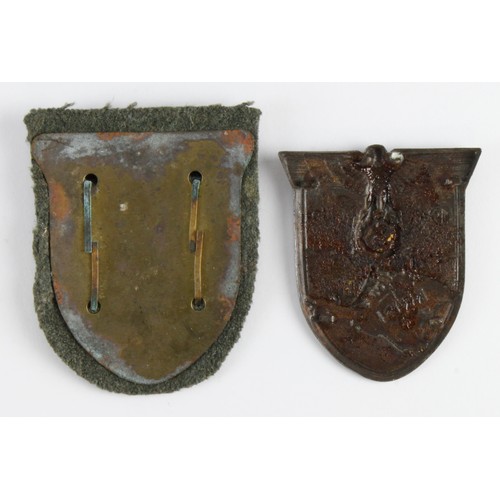 333 - Krim Arm Shields 1941-1942 (2x) one without backing or pins.