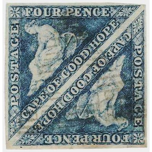 1001 - Cape of Good Hope - 1863-64 De La Rue 4d steel blue fine used pair (scarce) with good margins all ro... 