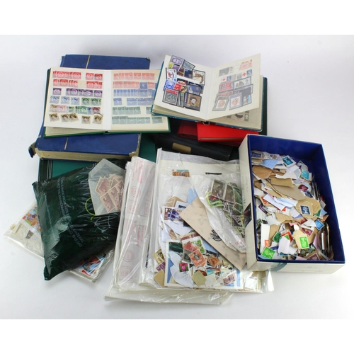 1062 - Mixed lot of world stamps in box, on leaves, loose, stockbook, album, etc. (Buyer collects)