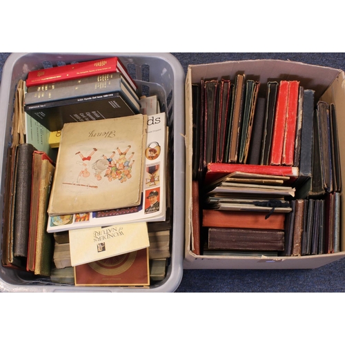 1242 - Large boxes (x2) of mainly empty vintage/issuer cigarette card albums plus various reference books, ... 