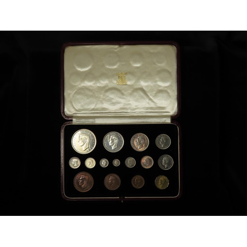 134 - Proof Set 1937 (15 coins) Crown to Farthing, including Maundy Set; nFDC, with original case.