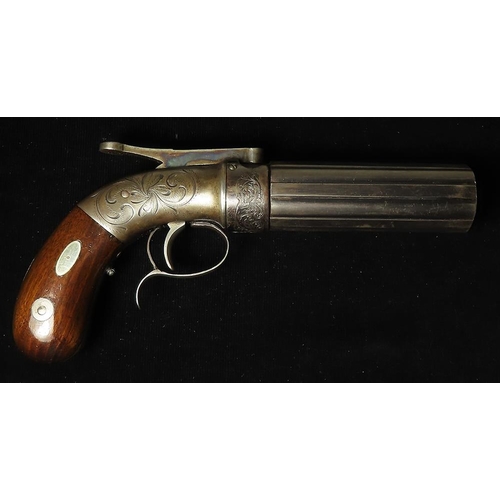 1414 - Pepperbox Revolver, a fine 6 shot, bar hammer, stamped 