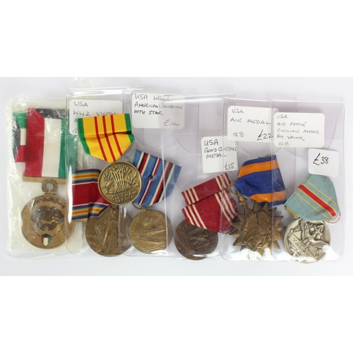 1585 - USA medals incl Air Force Civilian Award for Valor, Air Medal, Good Conduct Medal (Army), American C... 