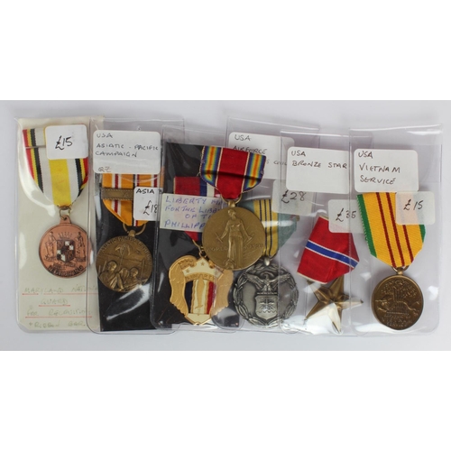 1586 - USA medals incl Bronze Star, Air Force Meritorious Civil Service, Philippine Liberation Medal, Asiat... 