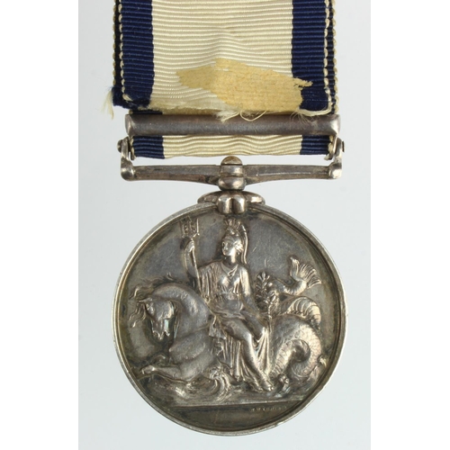 1641 - Naval General Service Medal 1847 with Copenhagen 1801 clasp, correctly named (Henry Harris). With co... 