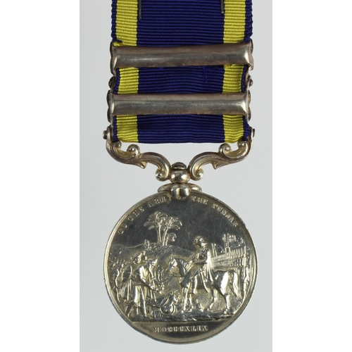 1647 - Punjab Medal 1849 with bars Goojerat / Mooltan named (John Godber, 32nd Foot) Cornwall Regiment. Die... 