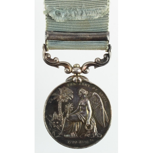 1652 - Army of India Medal 1851, short hyphen, with Nepaul clasp, engraved to (Lieut. E. Pettingal. 19th N.... 