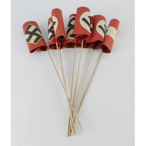 1715 - German Hitler youth and Nazi Party patriotic paper flags on stick shafts 6 of.