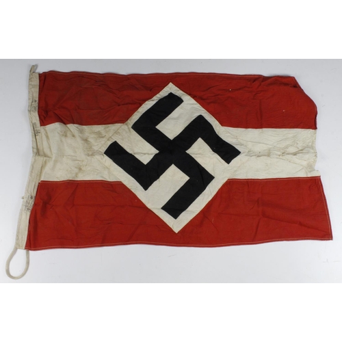 1717 - German Hitler youth flag 2x3 feet with various stencilling to the lanyard.