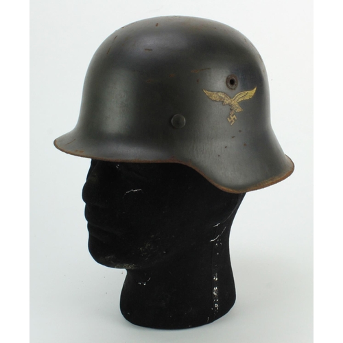 1741 - German Luftwaffe M42 combat helmet, maker marked CKL60? 4405 batch number, single Luftwaffe eagle, c... 