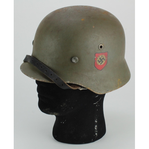 1748 - German M35 Double Decal SS steel helmet, has owner details painted to rear rim, 12 SS Pz. Div Hitler... 