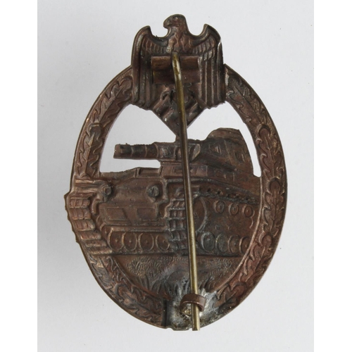 1798 - German Nazi Panzer Assault Badge. This is the bronze variant awarded to Panzer Grenadier Units with ... 