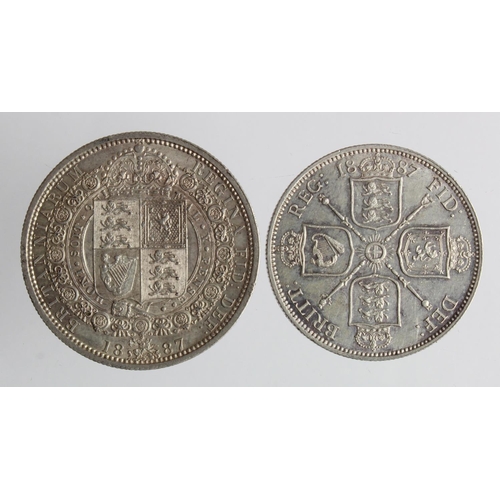 181 - Victorian Jubilee Silver (2): Halfcrown 1887 lightly toned EF, and Florin 1887 GEF