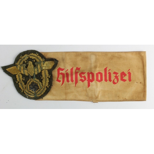 1853 - German Polezi arm badge in gilt bullion (General) ? and armband.