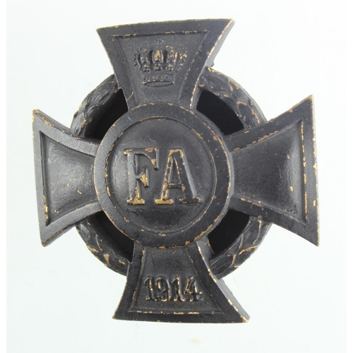 1957 - Imperial German Oldenburg Frederich August Cross 1914 pin back, equiv. Iron Cross 1st class.