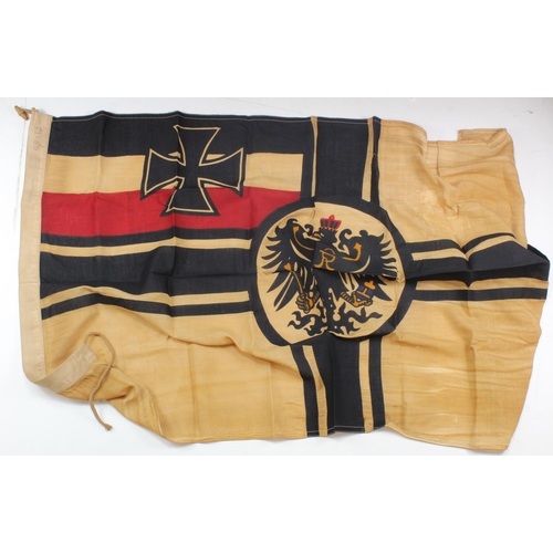 1963 - Imperial German WW1 War Flag with issue stampings, 5x feet long, service stained.