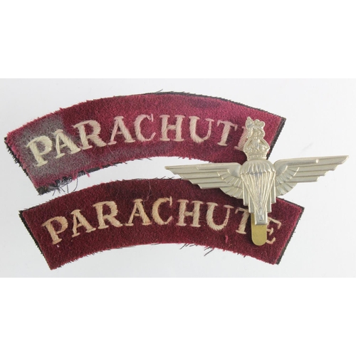 2050 - Badges Parachute Regiment shoulder titles and cap badge.