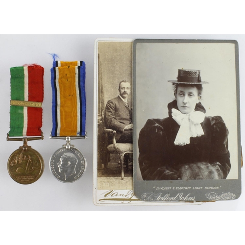 2083 - BWM & Mercantile Marine Medal with two Carte d'visite (Allan McCulloch). Born Glasgow 1860. (2)